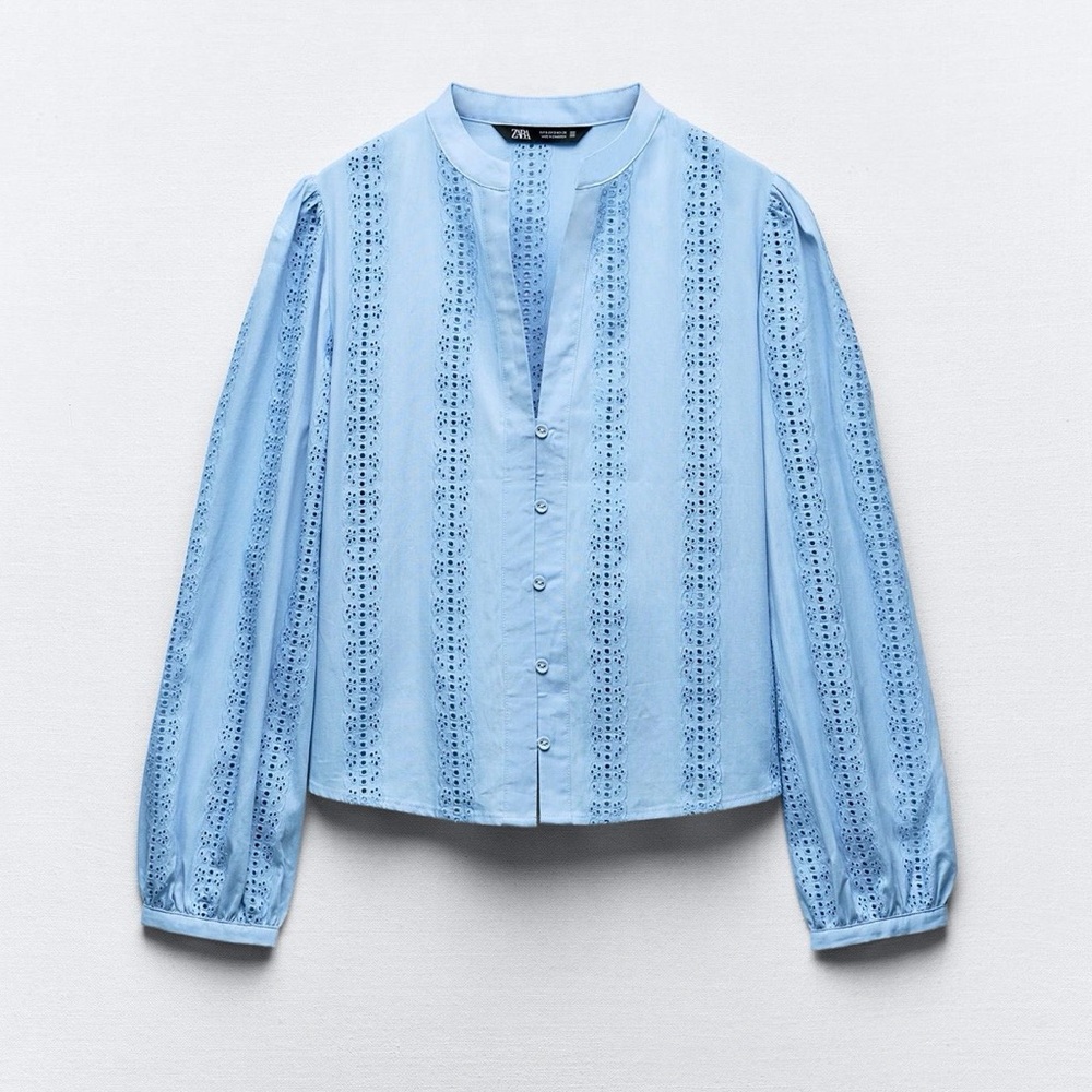 Zara Embroidered Eyelet Blouse